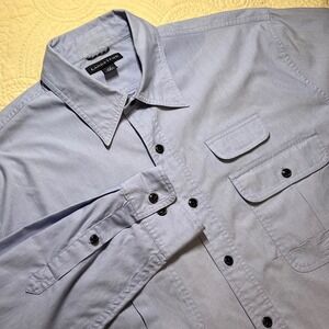 Lands End Mens Long Sleeve Button Down Shirt Light Blue Tall L *FLAW
